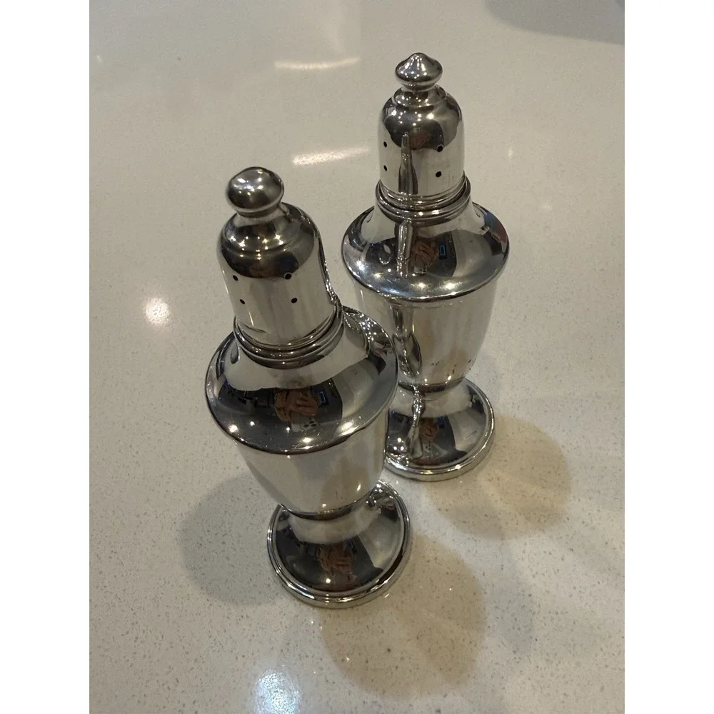 Vintage WEB Pewter Silver Weighted Salt & Pepper Shakers